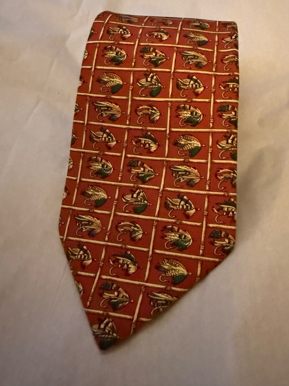 Classic Wathne Silk Tie with Fly Fishing Motif